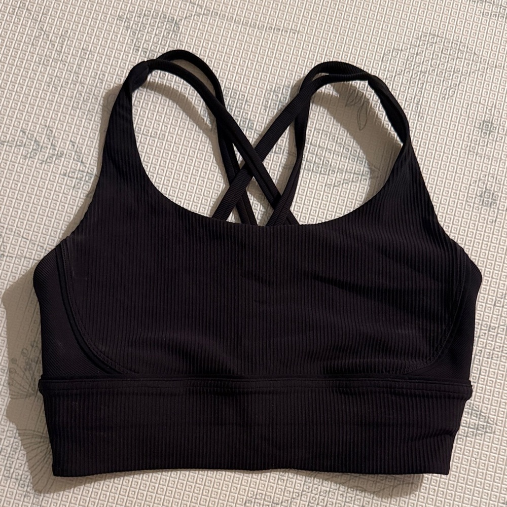 Lululemon Everyday Black Ribbed Crossback Sports Bra